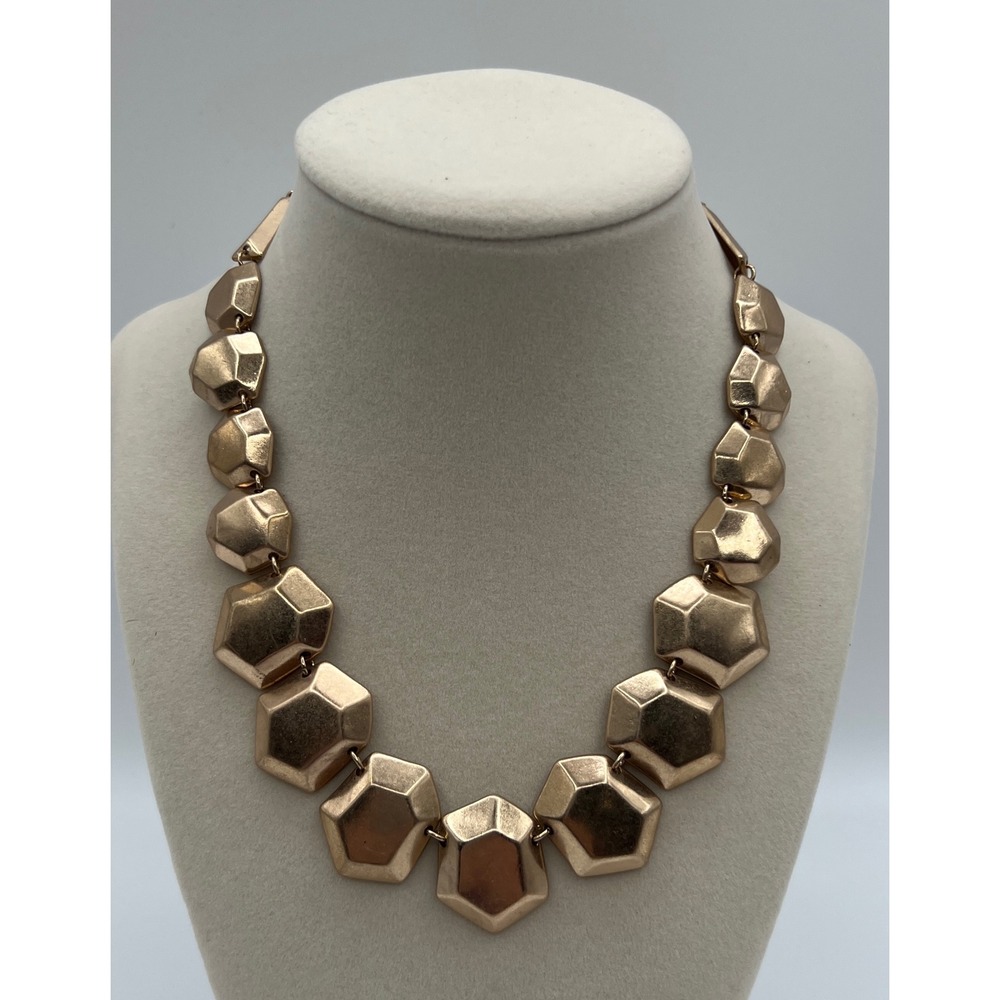 Punch Rose Gold Tone Geometric Faceted Hexagon Statement Collar Necklace NWT